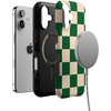 image:imageCasely iPhone 17 Case  Shell Shocked  Tortoise Print  Bold Protective Design  Compatible with MagSafeFit Check  Green Checkerboard