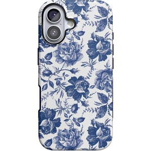 image:imageCasely iPhone 17 Case  Shell Shocked  Tortoise Print  Bold Protective Design  Compatible with MagSafeRose to Fame  Blue  White Rose Floral