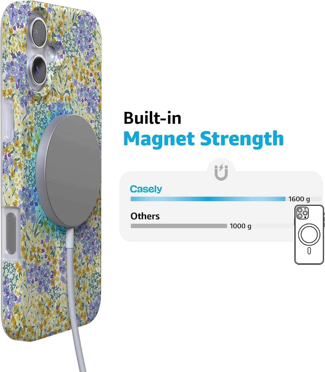image:imageCasely iPhone 16 Case  Love Song  Lavender Heart  Compatible with MagSafe  Classic Ultra Slim DesignDream Garden  Cottagecore