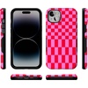 image:imageCasely iPhone 14 Plus Case  Vibe Check  Pink Checkerboard  Bold Protective Design  Compatible with MagSafe