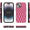 image:imageCasely iPhone 15 Case  Vibe Check  Pink Checkerboard  Bold Protective Design  Compatible with MagSafe