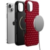 image:imageCasely iPhone 15 Plus Case  On the Dot  Maroon Polka Dot  Bold Protective Design  MagSafe Compatible Design