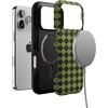 image:imageCasely iPhone 17 Pro Case  Harlequin Wicked Diamond  Black and Green  Bold Protective Design  MagSafe Compatible Design
