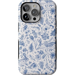 image:imageCasely iPhone 13 Pro Case  Blue Vintage Rabbits in Spring Flowers  Compatible with MagSafe  Bold Protective Design