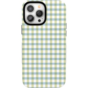 image:imageCasely iPhone 13 Pro Case  Pastel Picnic  Blue amp Green Gingham  Bold Protective Design  Compatible with MagSafe