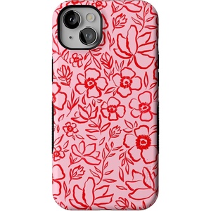 image:imageCasely iPhone 14 Plus Case  Blush Garden  Floral Doodle  Bold Protective Design  Compatible with MagSafe