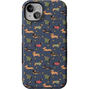 image:imageCasely iPhone 14 Plus Case  Dashing Doxies  Dachshund Dog  Bold Protective Design  MagSafe Compatible Design