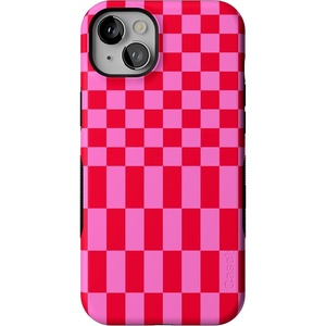 image:imageCasely iPhone 14 Plus Case  Vibe Check  Pink Checkerboard  Bold Protective Design  Compatible with MagSafe