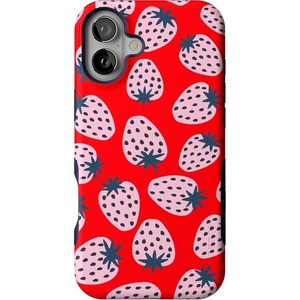 image:imageCasely iPhone 16 Case  Lost in Spots  Cheetah Print  Bold Protective Design  Compatible with MagSafeId Pick You  Red Strawberry