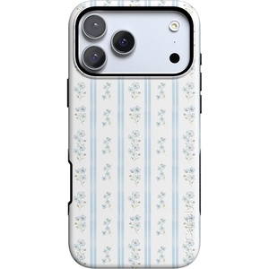 image:imageCasely iPhone 17 Pro Case  Cottage Stripe  Blue Floral  Bold Protective Design  Compatible with MagSafe