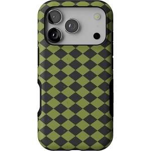 image:imageCasely iPhone 17 Pro Case  Harlequin Wicked Diamond  Black and Green  Bold Protective Design  MagSafe Compatible Design