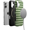 image:imageCasely iPhone 16 Case  Checked Twice  Green Plaid  Bold Protective Design  MagSafe Compatible Design
