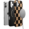 image:imageCasely iPhone 16 Case  Fit Check  Black amp Brown Checkerboard  Bold Protective Design  MagSafe Compatible Design
