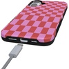 image:imageCasely iPhone 16 Case  Vibe Check  Pink Checkerboard  Bold Protective Design  Compatible with MagSafe