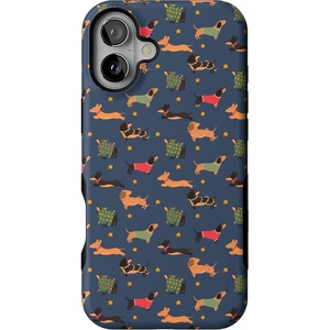 image:imageCasely iPhone 16 Case  Dashing Doxies  Dachshund Dog  Bold Protective Design  MagSafe Compatible Design