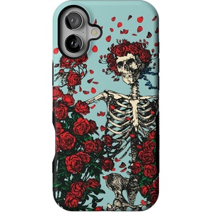 image:imageCasely iPhone 16 Case  Forever Grateful  Grateful Dead Skeleton Floral  Bold Protective Design  Compatible with MagSafe