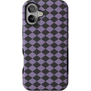 image:imageCasely iPhone 16 Case  Harlequin Midnight Diamond  Black and Purple  Bold Protective Design  MagSafe Compatible Design