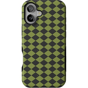 image:imageCasely iPhone 16 Case  Harlequin Wicked Diamond  Black and Green  Bold Protective Design  MagSafe Compatible Design