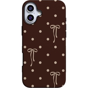 image:imageCasely iPhone 16 Case  Teddy Bows  Brown Polka Dot  Bold Protective Design  MagSafe Compatible Design