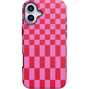 image:imageCasely iPhone 16 Case  Vibe Check  Pink Checkerboard  Bold Protective Design  Compatible with MagSafe