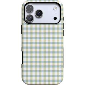 image:imageCasely iPhone 17 Pro Max Case  Pastel Picnic  Blue amp Green Gingham  Bold Protective Design  Compatible with MagSafe