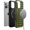 image:imageCasely iPhone 14 Pro Case  Harlequin Wicked Diamond  Black and Green  Bold Protective Design  MagSafe Compatible Design