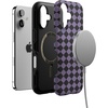 image:imageCasely iPhone 17 Case  Harlequin Midnight Diamond  Black and Purple  Bold Protective Design  MagSafe Compatible Design