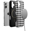 image:imageCasely iPhone 17 Case  Harlequin Salem Diamond  Black and White  Bold Protective Design  MagSafe Compatible Design