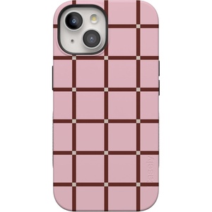 image:imageCasely iPhone 15 Plus Case  Uptown Gridlock  Pink Checkerboard  Bold Protective Design  Compatible with MagSafe