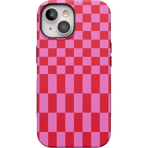 image:imageCasely iPhone 15 Plus Case  Vibe Check  Pink Checkerboard  Bold Protective Design  Compatible with MagSafe