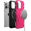 image:imageCasely iPhone 14 Pro Max Case  Vibe Check  Pink Checkerboard  Bold Protective Design  Compatible with MagSafe