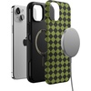 image:imageCasely iPhone 15 Case  Harlequin Wicked Diamond  Black and Green  Bold Protective Design  MagSafe Compatible Design