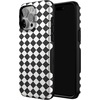 image:imageCasely iPhone 15 Pro Case  Harlequin Salem Diamond  Black and White  Bold Protective Design  MagSafe Compatible Design