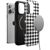image:imageCasely iPhone 15 Pro Case  Harlequin Salem Diamond  Black and White  Bold Protective Design  MagSafe Compatible Design