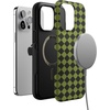 image:imageCasely iPhone 15 Pro Case  Harlequin Wicked Diamond  Black and Green  Bold Protective Design  MagSafe Compatible Design