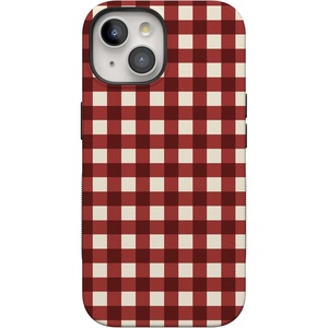 image:imageCasely iPhone 15 Case  Checked Twice  Red Plaid  Bold Protective Design  MagSafe Compatible Design