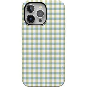 image:imageCasely iPhone 15 Pro Case  Pastel Picnic  Blue amp Green Gingham  Bold Protective Design  Compatible with MagSafe