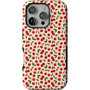 image:imageCasely iPhone 16 Pro Case  All Smiles  Smiley Face Sticker  Bold Protective Design  MagSafe Compatible DesignCherry on Top  Red Cherries Floral