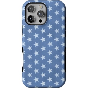 image:imageCasely iPhone 16 Pro Case  All Smiles  Smiley Face Sticker  Bold Protective Design  MagSafe Compatible DesignCoastal Blues  Denim Stars