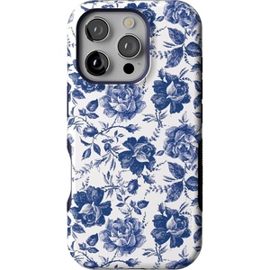 image:imageCasely iPhone 16 Pro Case  All Smiles  Smiley Face Sticker  Bold Protective Design  MagSafe Compatible DesignRose to Fame  Blue  White Rose Floral