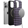 image:imageCasely iPhone 15 Pro Case  Harlequin Midnight Diamond  Black and Purple  Bold Protective Design  MagSafe Compatible Design