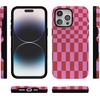 image:imageCasely iPhone 15 Pro Case  Vibe Check  Pink Checkerboard  Bold Protective Design  Compatible with MagSafe