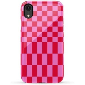 image:imageCasely iPhone XR Case  Boho Blooms  Golden Floral  Essential Slim DualLayer Protective DesignVibe Check  Pink Checkerboard