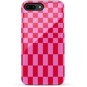 image:imageCasely iPhone 678 Plus Case  Leaf Me Alone  Green Floral Print  Bold Protective DesignVibe Check  Pink Checkerboard