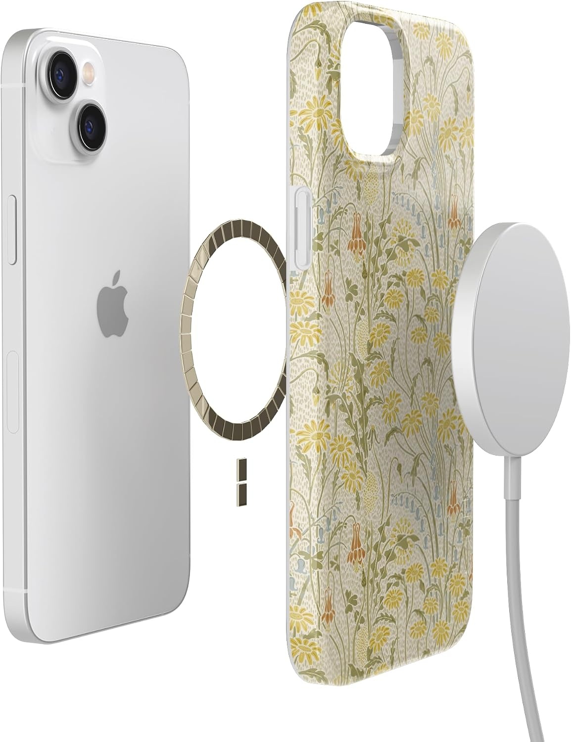 image:imageCasely iPhone 14 Case  Dream Garden  Cottagecore  Compatible with MagSafe  Classic Ultra Slim DesignBoho Blooms  Golden Floral