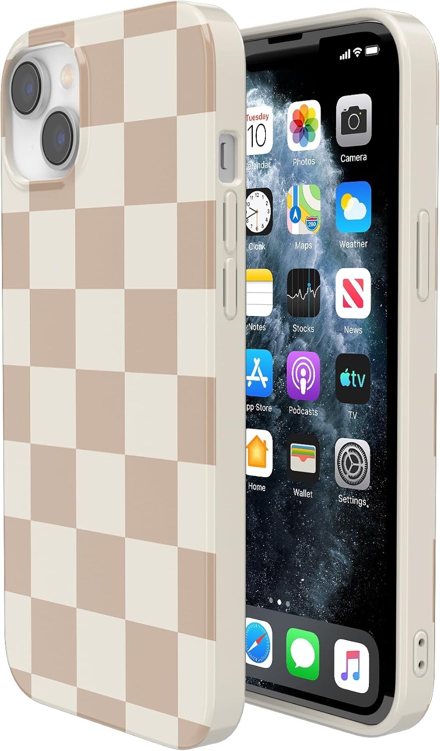 image:imageCasely iPhone 14 Case  Dream Garden  Cottagecore  Compatible with MagSafe  Classic Ultra Slim DesignFit Check  Neutral Checkerboard Checkered