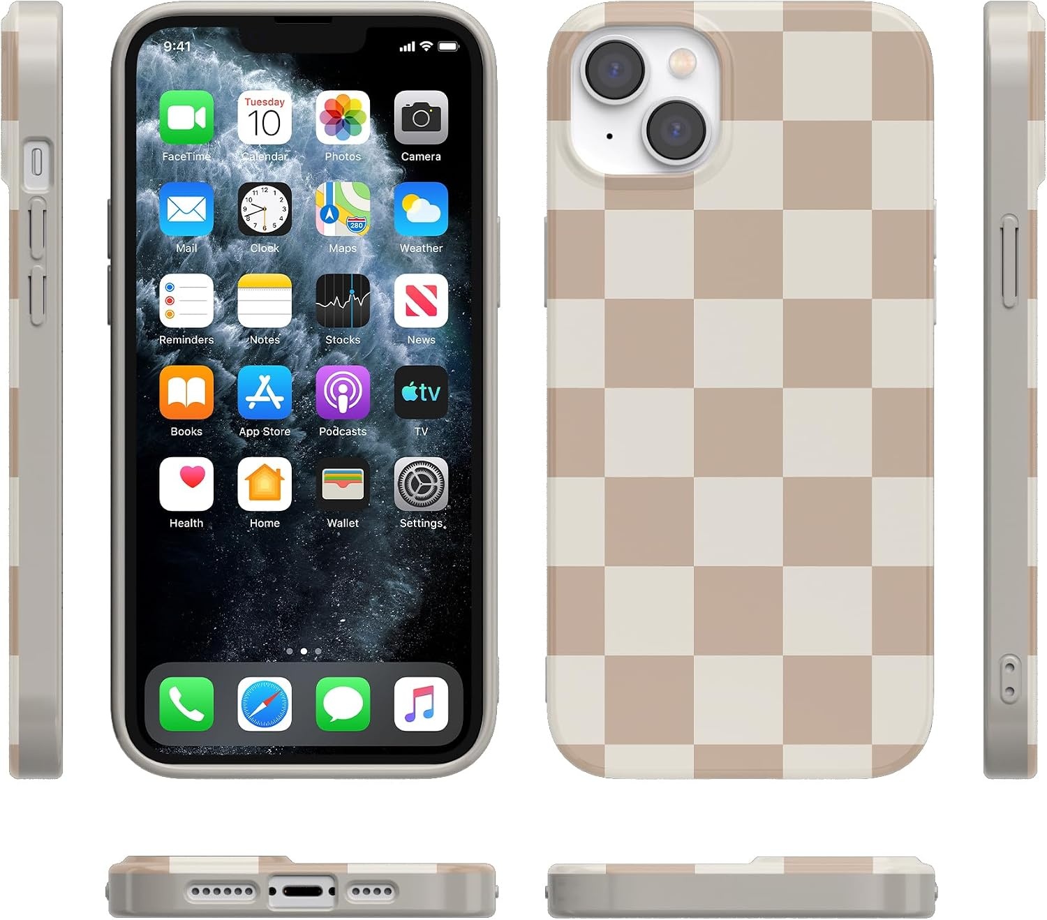 image:imageCasely iPhone 14 Case  Dream Garden  Cottagecore  Compatible with MagSafe  Classic Ultra Slim DesignFit Check  Neutral Checkerboard Checkered