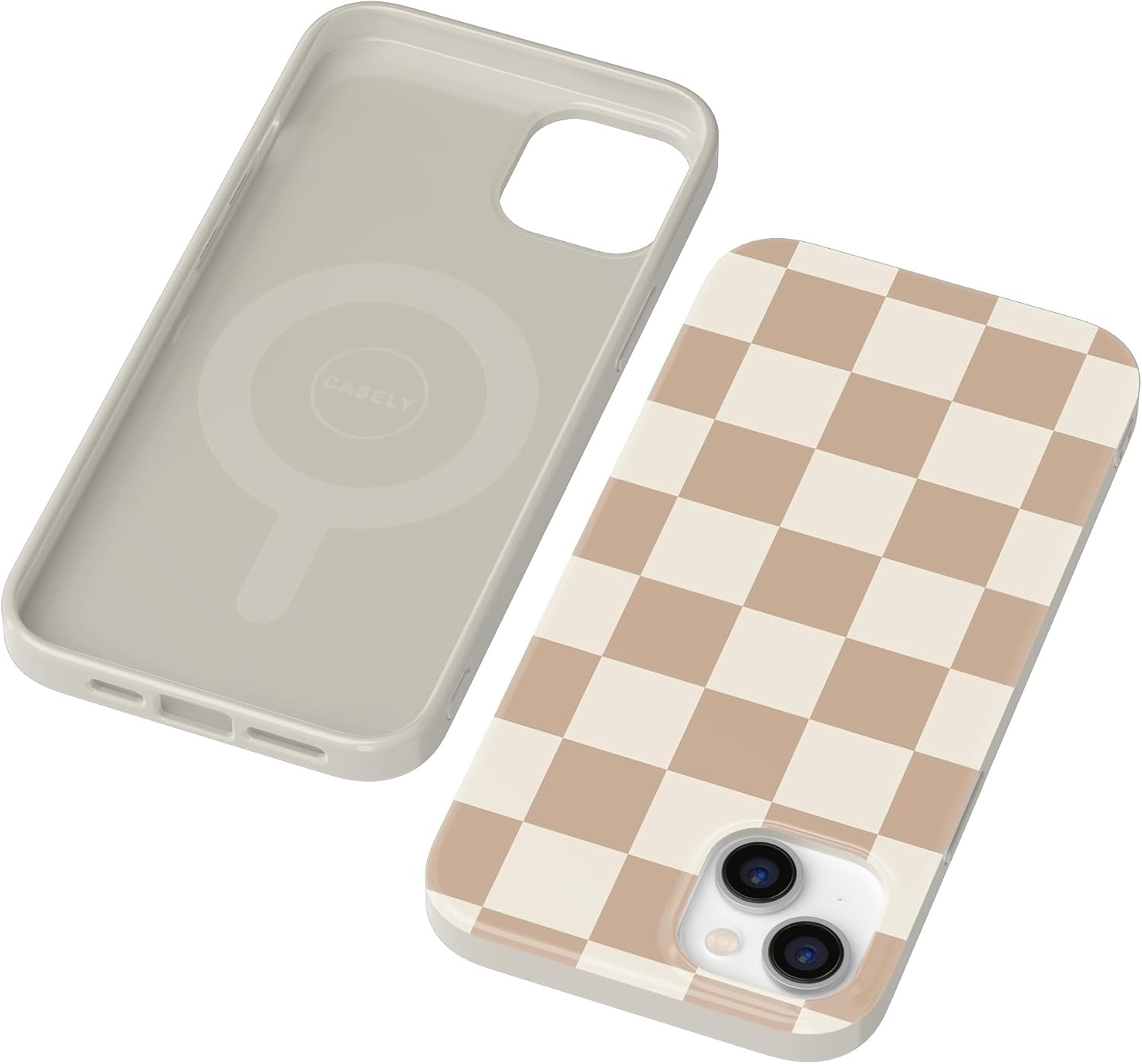 image:imageCasely iPhone 14 Case  Dream Garden  Cottagecore  Compatible with MagSafe  Classic Ultra Slim DesignFit Check  Neutral Checkerboard Checkered