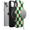 image:imageCasely iPhone 15 Plus Case  Into the Wild  White Snow Leopard  Bold Protective Design  MagSafe Compatible DesignFit Check  Green Checkerboard