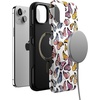 image:imageCasely iPhone 15 Plus Case  Into the Wild  White Snow Leopard  Bold Protective Design  MagSafe Compatible DesignFree Spirit  Rainbow Butterfly